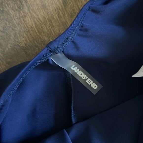 Lands End Long Slender Tummy Control Chlorine Resistant V-neck Wrap Swimsuit - Picture 9 of 13